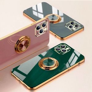 Electroplated Frame iPhone Case With Gold Ring